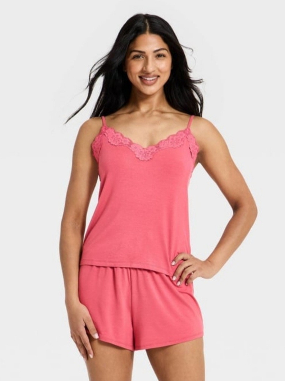 Auden Lace-Trim Cami & Short Sleep Set in Pink